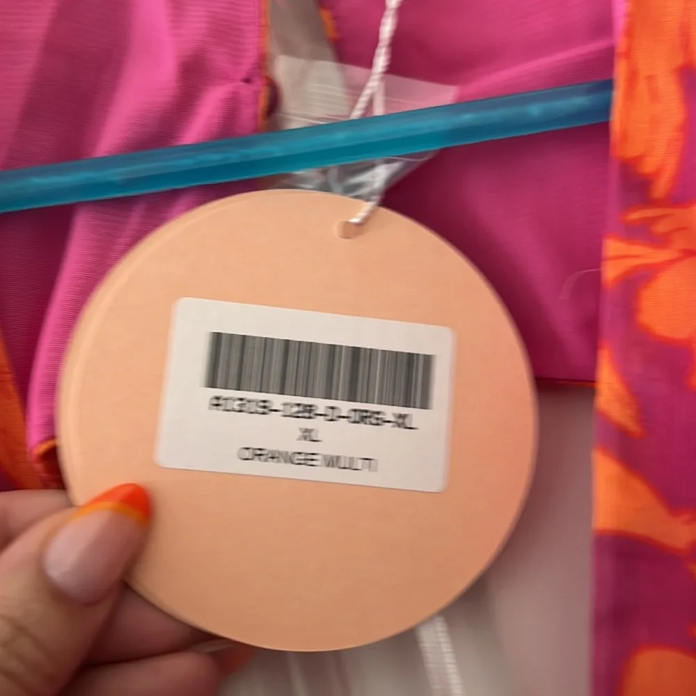 Pink and Orange floral long sleeve maxi dress with cutouts. - Picture 8 of 8